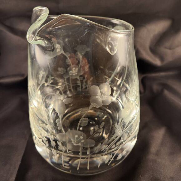 Vintage Crystal Wheel-Cut Glass Water Pitcher - Picture 4 of 9